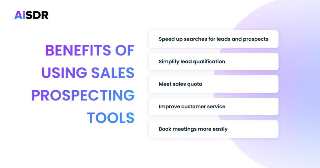 AiSDR Blog Infographic - Benefits of using sales prospecting tools