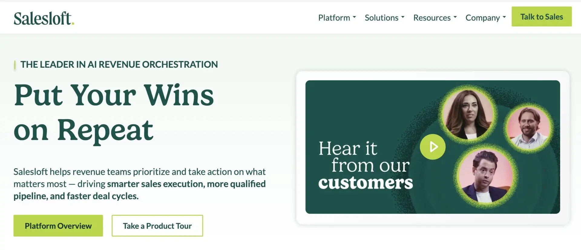 Salesloft homepage screenshot