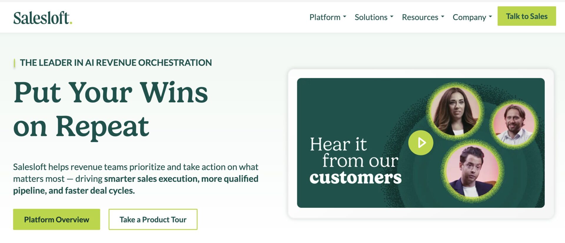 Salesloft homepage screenshot