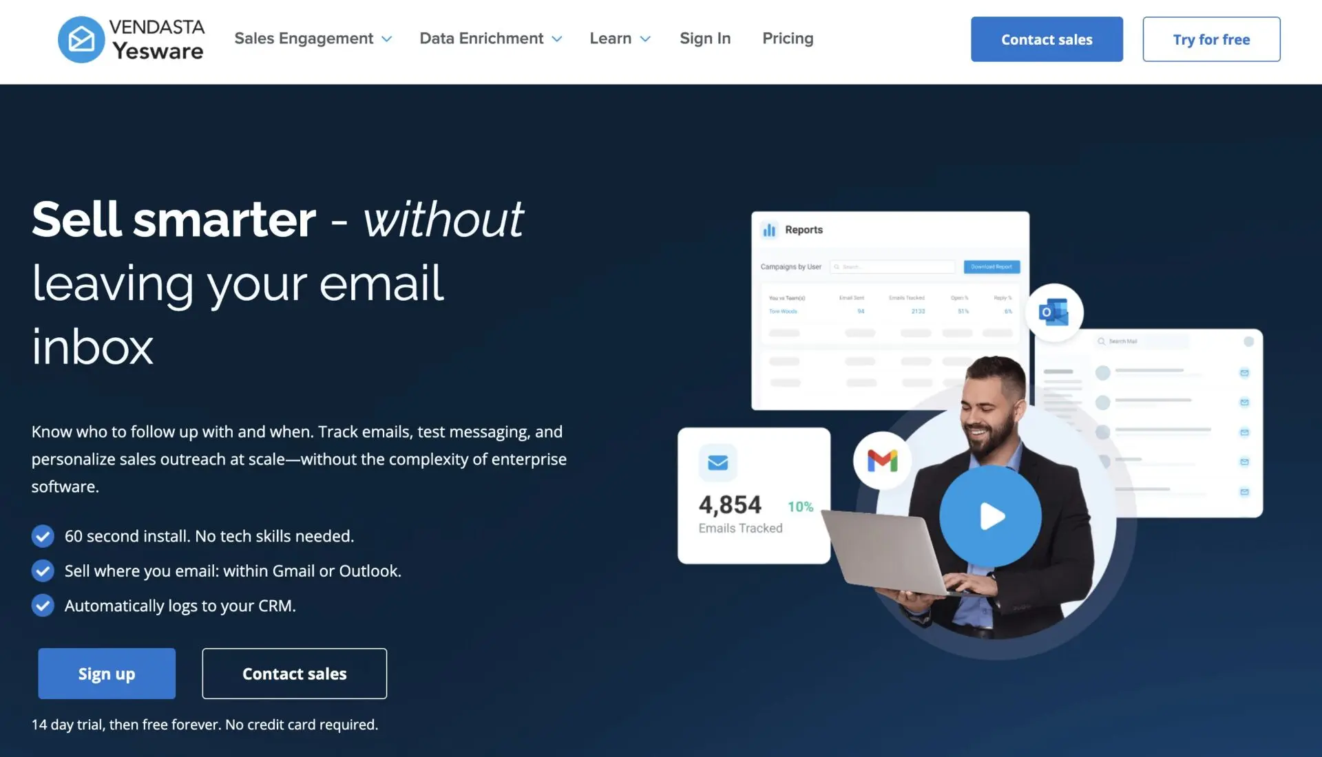 Yesware homepage screenshot