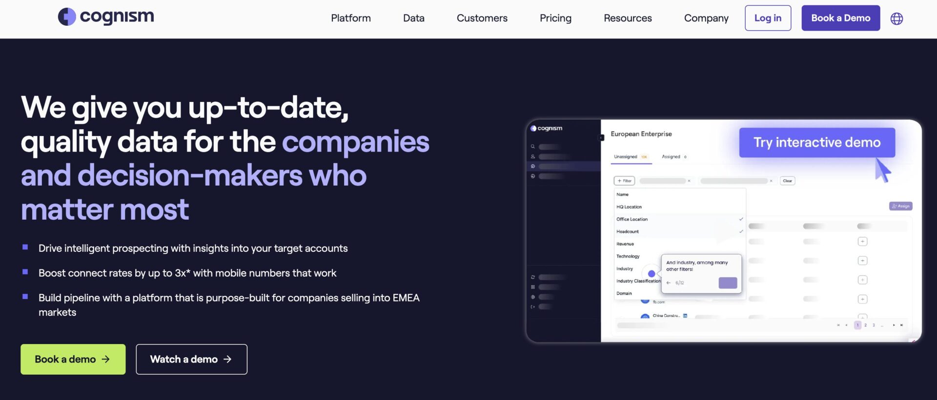Cognism homepage screenshot