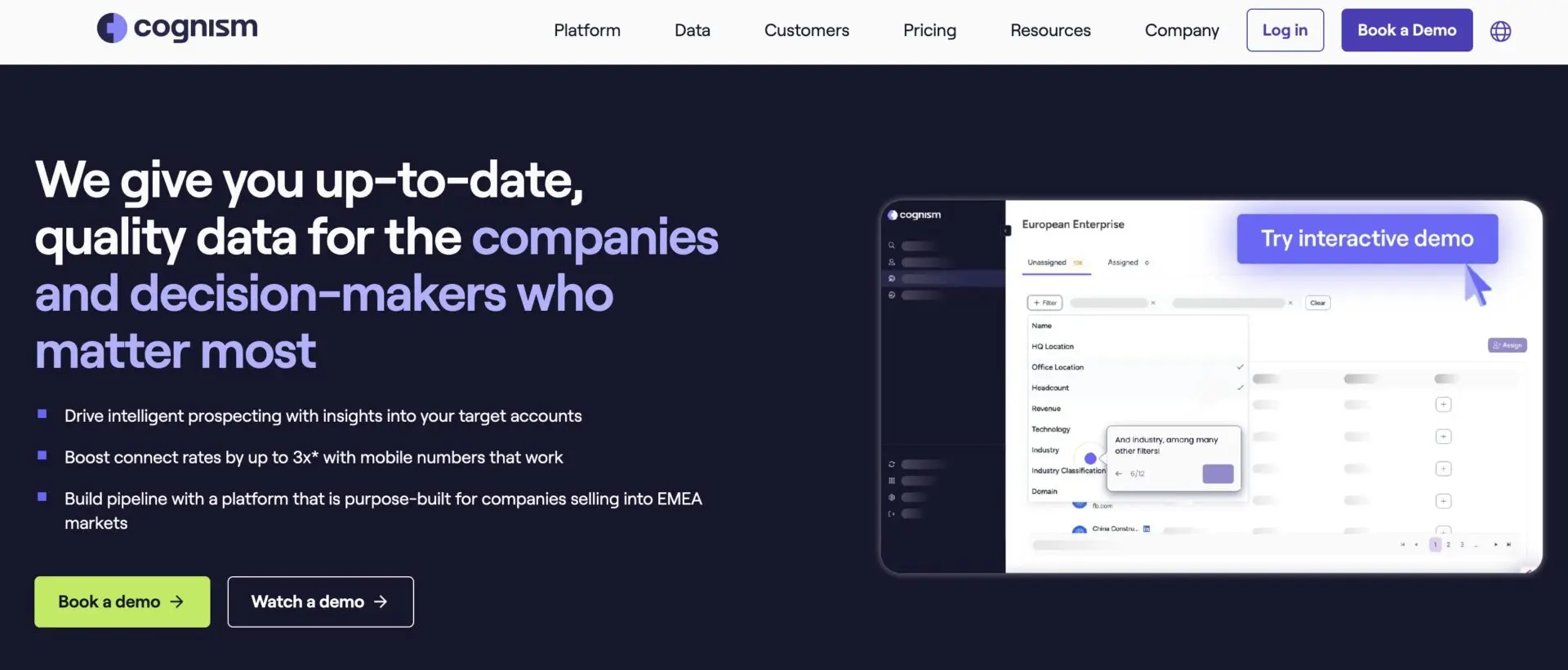 Cognism homepage screenshot