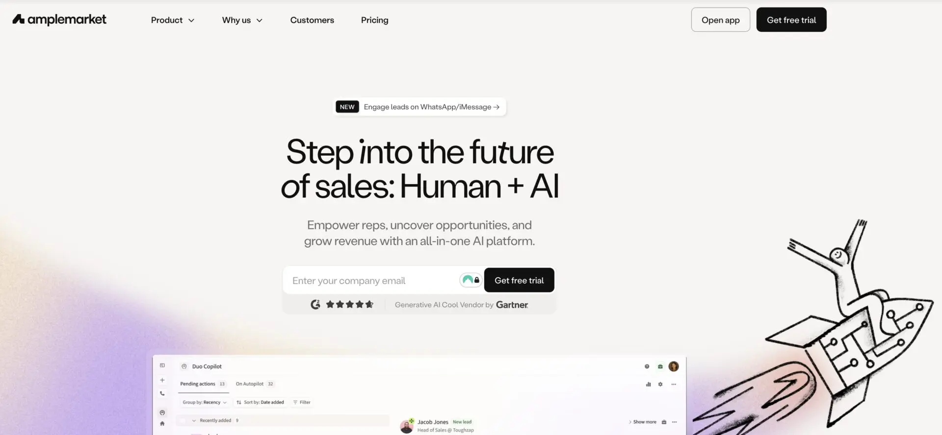 Amplemarket homepage screenshot