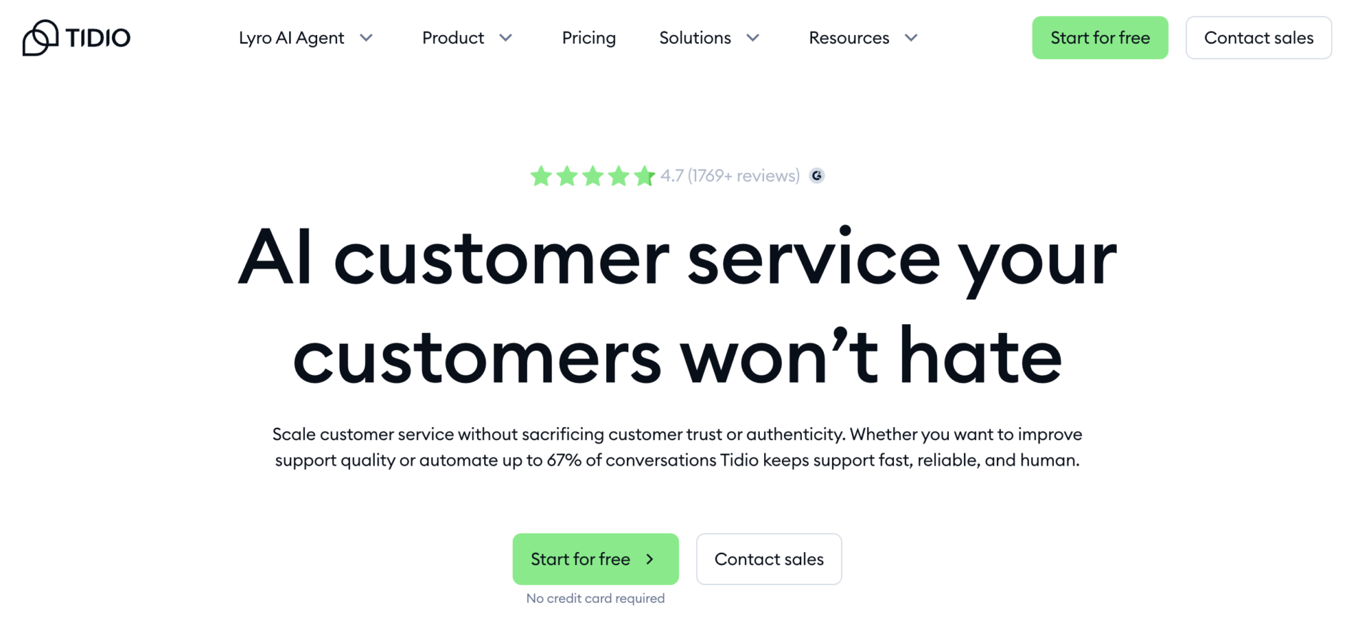 Tidio homepage screenshot 