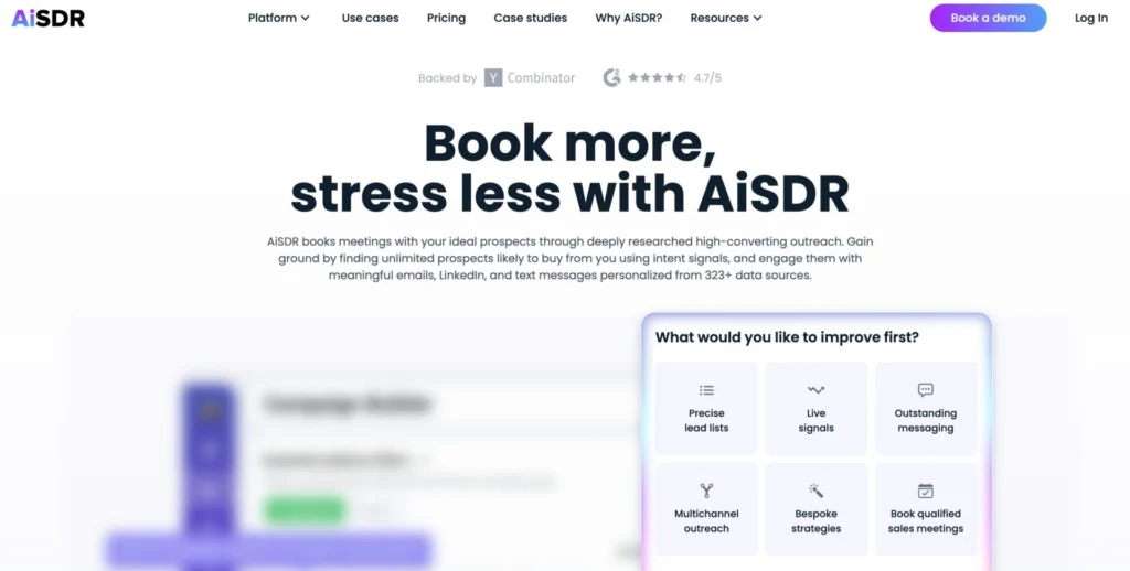 AiSDR homepage screenshot