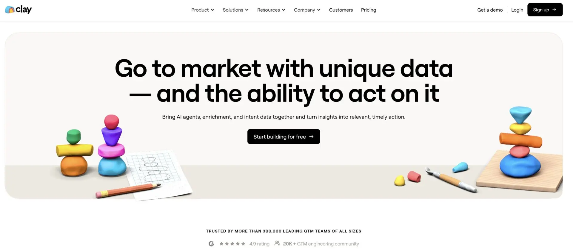 Clay AI homepage screenshot