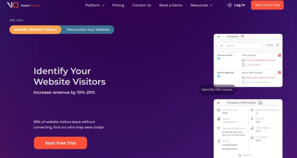 VisitorQueue home page