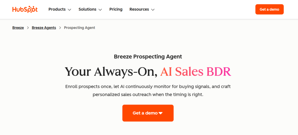 Breeze Prospecting Agent page