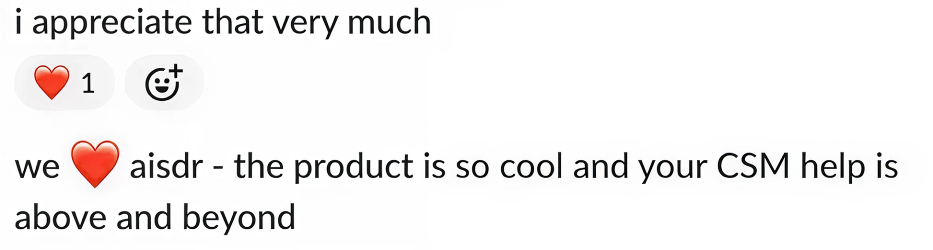 Feedback for AiSDR for the new Wall of Love page - 12