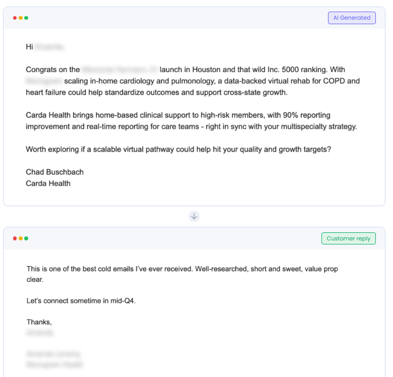 Personalized outreach with a low-friction close, followed by a confirmed connection