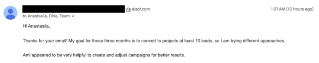 Customer email